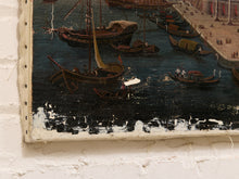 Load image into Gallery viewer, Grand Canal View Vintage Venetian Harbor Antique Painting with Gondolas and Historic Architecture
