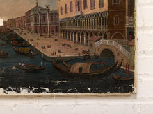 Load image into Gallery viewer, Grand Canal View Vintage Venetian Harbor Antique Painting with Gondolas and Historic Architecture
