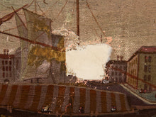 Load image into Gallery viewer, Grand Canal View Vintage Venetian Harbor Antique Painting with Gondolas and Historic Architecture
