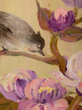 Load image into Gallery viewer, Songbirds &amp; Blossoms Framed Floral Bird Painting with Lavender Peonies
