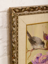 Load image into Gallery viewer, Songbirds &amp; Blossoms Framed Floral Bird Painting with Lavender Peonies
