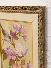 Load image into Gallery viewer, Songbirds &amp; Blossoms Framed Floral Bird Painting with Lavender Peonies
