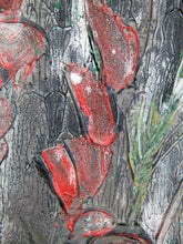 Load image into Gallery viewer, Textured Floral Still Life Painting with Relief Finish and Soft Crimson Blooms
