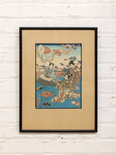 Load image into Gallery viewer, Original 19th-Century Japanese Ukiyo-e Woodblock Print Titled "Kneeling Geisha" (or Bijin by the Coast), Created by the Prolific Edo-Period Master Utagawa Kunisada (also known as Toyokuni III, 1786–1865)#1
