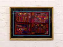 Load image into Gallery viewer, Vintage Framed Guna Mola Textile, Multi-Panel Crab and Marine Life Panama Folk Art
