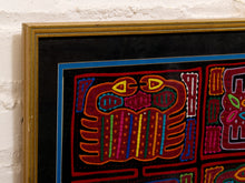 Load image into Gallery viewer, Vintage Framed Guna Mola Textile, Multi-Panel Crab and Marine Life Panama Folk Art
