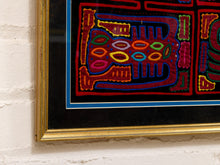 Load image into Gallery viewer, Vintage Framed Guna Mola Textile, Multi-Panel Crab and Marine Life Panama Folk Art
