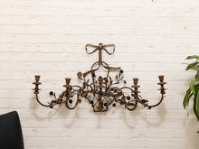 Load image into Gallery viewer, Italian Gold Gilt Tole Wall Sconce Candelabra with Birds and Leaves Rococo Style

