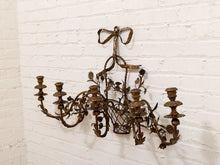 Load image into Gallery viewer, Italian Gold Gilt Tole Wall Sconce Candelabra with Birds and Leaves Rococo Style
