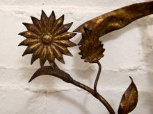Load image into Gallery viewer, Italian Gold Gilt Tole Wall Sconce Candelabra with Birds and Leaves Rococo Style
