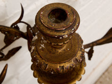 Load image into Gallery viewer, Italian Gold Gilt Tole Wall Sconce Candelabra with Birds and Leaves Rococo Style
