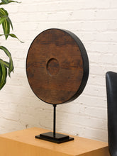 Load image into Gallery viewer, Drum Stand Round Wood Accent Sculpture on Pedestal Base
