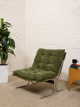 Load image into Gallery viewer, Green Corduroy Chrome Chair
