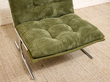 Load image into Gallery viewer, Green Corduroy Chrome Chair
