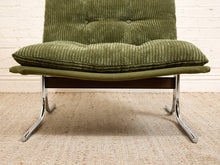 Load image into Gallery viewer, Green Corduroy Chrome Chair
