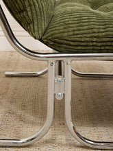 Load image into Gallery viewer, Green Corduroy Chrome Chair
