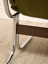 Load image into Gallery viewer, Green Corduroy Chrome Chair
