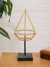 Load image into Gallery viewer, Prism Form Geometric Brass Sculpture on Black Base
