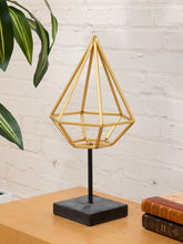 Load image into Gallery viewer, Prism Form Geometric Brass Sculpture on Black Base
