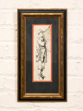 Load image into Gallery viewer, Classical Figure Study Framed Black and White Line Drawing with Red Mat Accent
