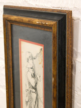 Load image into Gallery viewer, Classical Figure Study Framed Black and White Line Drawing with Red Mat Accent

