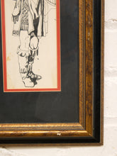 Load image into Gallery viewer, Classical Figure Study Framed Black and White Line Drawing with Red Mat Accent
