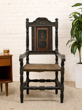 Load image into Gallery viewer, 19th Century Antique American Sheraton Style Hand-Painted Rush Seat Armchair
