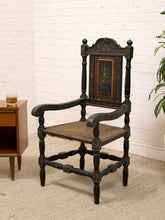 Load image into Gallery viewer, 19th Century Antique American Sheraton Style Hand-Painted Rush Seat Armchair
