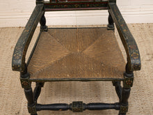 Load image into Gallery viewer, 19th Century Antique American Sheraton Style Hand-Painted Rush Seat Armchair
