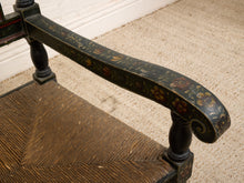 Load image into Gallery viewer, 19th Century Antique American Sheraton Style Hand-Painted Rush Seat Armchair
