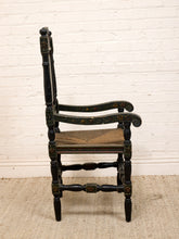 Load image into Gallery viewer, 19th Century Antique American Sheraton Style Hand-Painted Rush Seat Armchair
