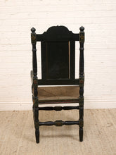 Load image into Gallery viewer, 19th Century Antique American Sheraton Style Hand-Painted Rush Seat Armchair
