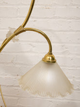 Load image into Gallery viewer, Lily Pair Brass Double Arm Table Lamp with Frosted Glass Shades
