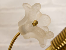 Load image into Gallery viewer, Lily Pair Brass Double Arm Table Lamp with Frosted Glass Shades

