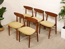 Load image into Gallery viewer, Set a Five Mid-Century Modern Walnut Boomerang Dining Chairs
