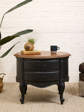 Load image into Gallery viewer, Black Vintage Burlwood Top Occasional Side Table
