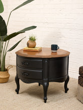 Load image into Gallery viewer, Black Vintage Burlwood Top Occasional Side Table
