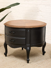 Load image into Gallery viewer, Black Vintage Burlwood Top Occasional Side Table
