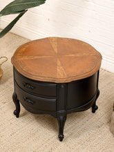 Load image into Gallery viewer, Black Vintage Burlwood Top Occasional Side Table

