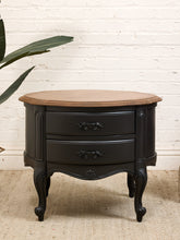 Load image into Gallery viewer, Black Vintage Burlwood Top Occasional Side Table
