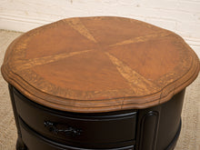 Load image into Gallery viewer, Black Vintage Burlwood Top Occasional Side Table
