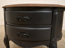 Load image into Gallery viewer, Black Vintage Burlwood Top Occasional Side Table

