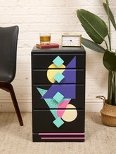 Load image into Gallery viewer, Tall Nightstand Memphis Style
