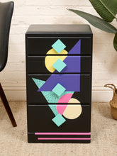 Load image into Gallery viewer, Tall Nightstand Memphis Style
