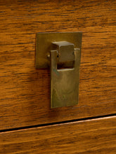 Load image into Gallery viewer, Vintage Walnut Three-Drawer Nightstand with Brass Campaign Hardware
