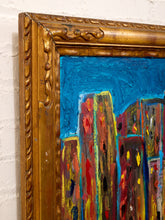 Load image into Gallery viewer, City Above the Village by Spencer Collins Framed Expressionist Urban Landscape Painting
