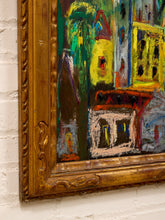 Load image into Gallery viewer, City Above the Village by Spencer Collins Framed Expressionist Urban Landscape Painting
