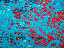Load image into Gallery viewer, Electric Web Diptych Textured Abstract Paintings in Turquoise and Coral
