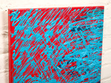 Load image into Gallery viewer, Electric Web Diptych Textured Abstract Paintings in Turquoise and Coral
