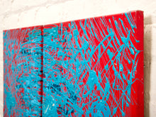 Load image into Gallery viewer, Electric Web Diptych Textured Abstract Paintings in Turquoise and Coral
